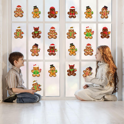 Renbuzhu 39PCS Christmas Crafts Bulk: Gingerbread Men Paper Suncatchers DIY Kit for Winter Xmas Holiday Activities Decorations, Window Stained Glass Effect Art Ornaments