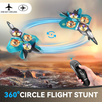 4DRC V17 Foam Remote Control Airplanes RC Planes for Kids Adults 4-7 8-16, RC Airplane Fighter Jet with Light, 360° Flip Fighter Jet Toy, Gravity Sensing, Stunt Roll, Airplane Toy Gifts for Kids Boys