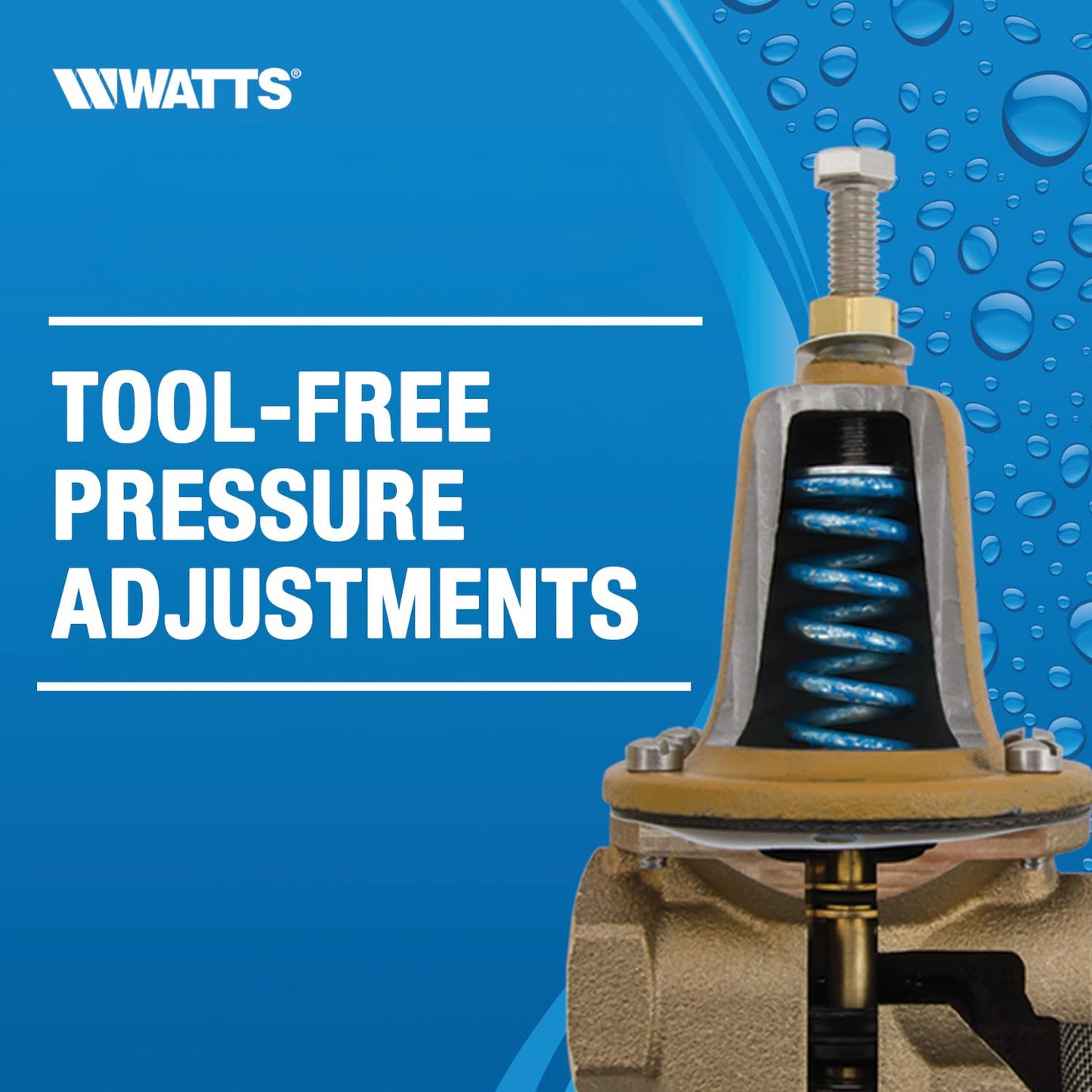 Watts LF25AUB-DU-Z3 1 Series 1-Inch Lead-Free Water Pressure Reducing Valve, Double Union, NPT Female, Polymer Seat, Elastomer Disc, Adjustable 25-75 PSI (0009322)