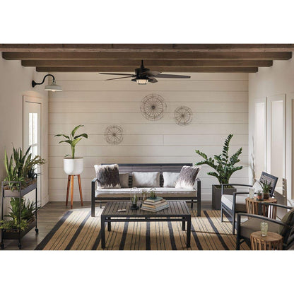 Progress Lighting P2564-8030K Protruding Mount, 5 Toasted Oak Blades Ceiling fan with 18 watts light, Forged Black