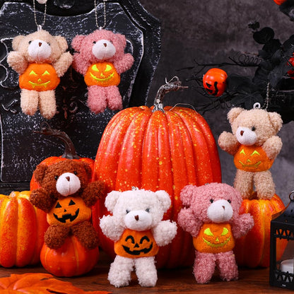 DULEFUN 12pcs Halloween Plush Bear Toys in Pumpkin Costume Trick or Treat Toy for Kids Boys Girls Goodie Bag Fillers Halloween Birthday Holiday Party Favors