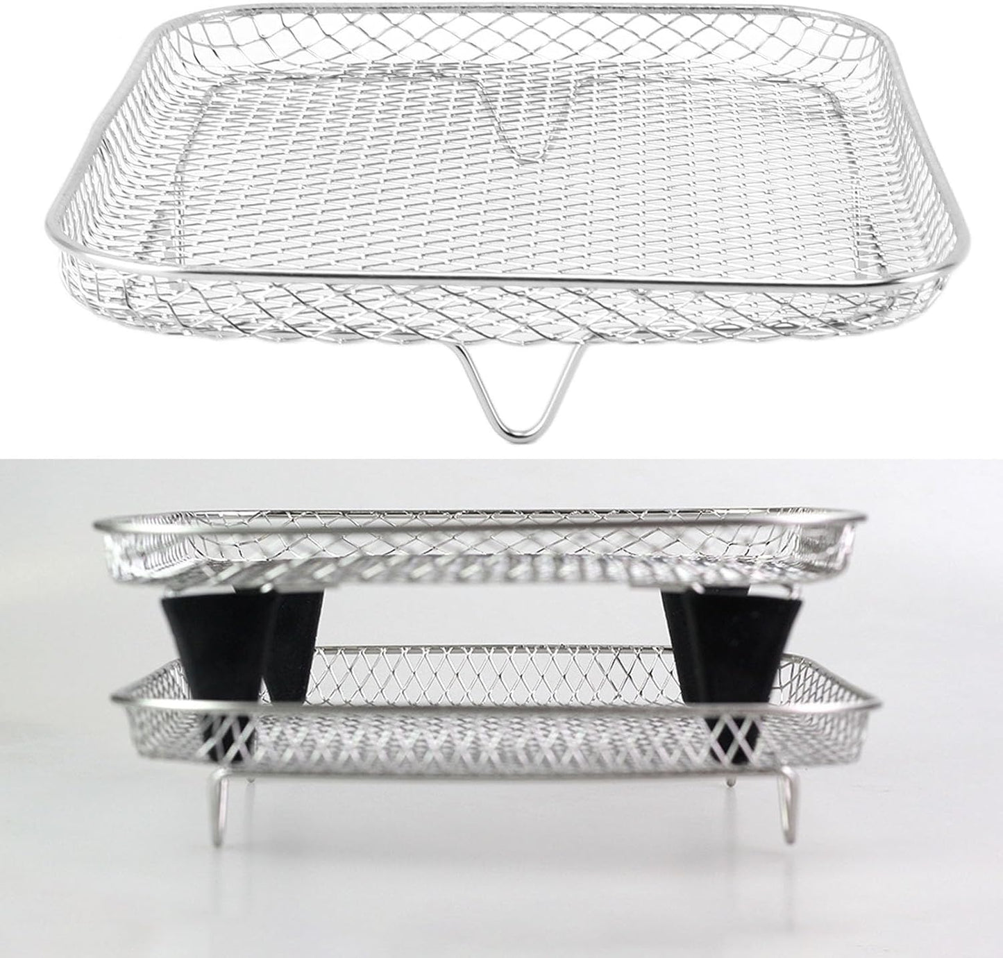 Air Fryer Rack, Three Stackable Dehydrator Racks for Instant Vortex, Nuwave, Stainless Steel Accessories for Ovens,