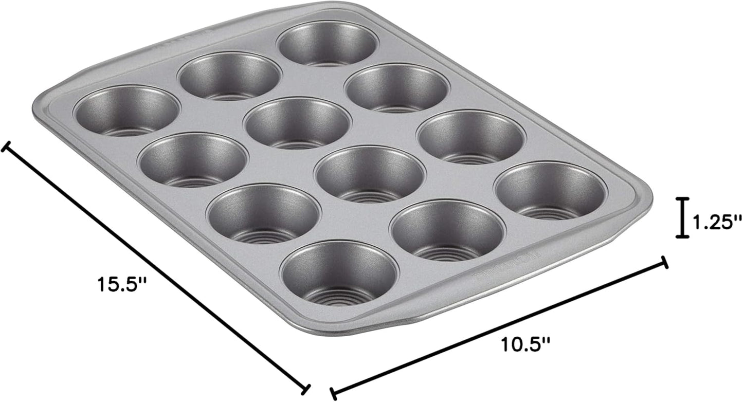 Circulon Nonstick 12-Cup Muffin Tin, Gray Steel Bakeware
