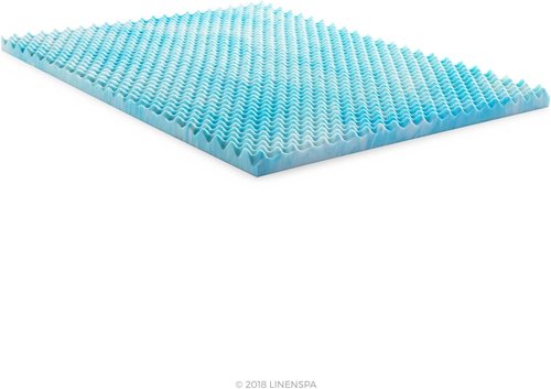 Linenspa Gel Memory Foam Mattress Topper - Reversible Egg Crate Design for Comfort - Twin XL Size