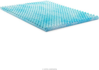 Linenspa Gel Memory Foam Mattress Topper - Reversible Egg Crate Design for Comfort - Twin XL Size