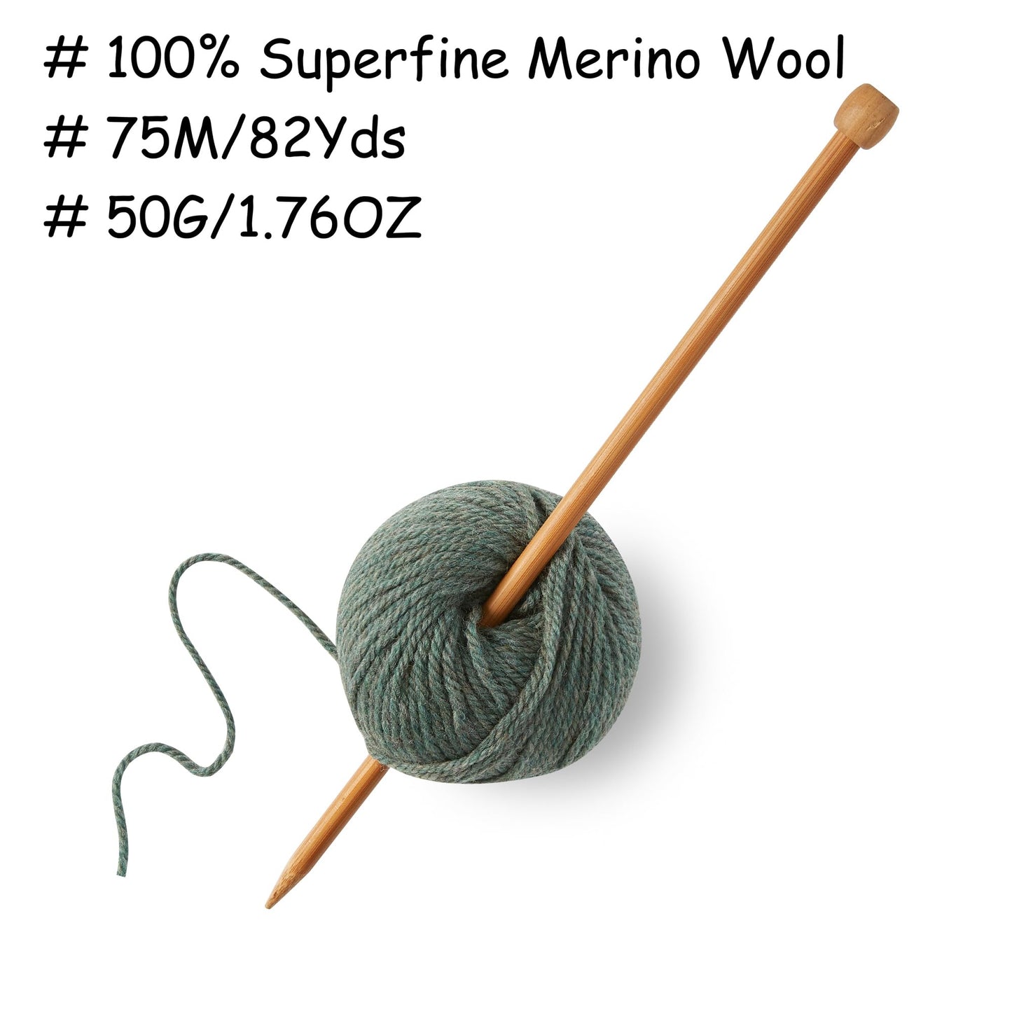 Gisimo 100% Merino Wool Yarn, 3-Ply Luxurious and Soft Yarn for Hand Knitting & Crocheting (Evergreen, 3Balls)