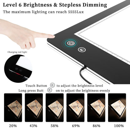 PICOVISTA A2 Light Pad for Diamond Painting, LED Tracing Light Box with 3 Color Modes and Adjustable Brightness Battery Powered Light Board for Weeding Vinyl, Drawing, Sketching, Artists, Tatoo