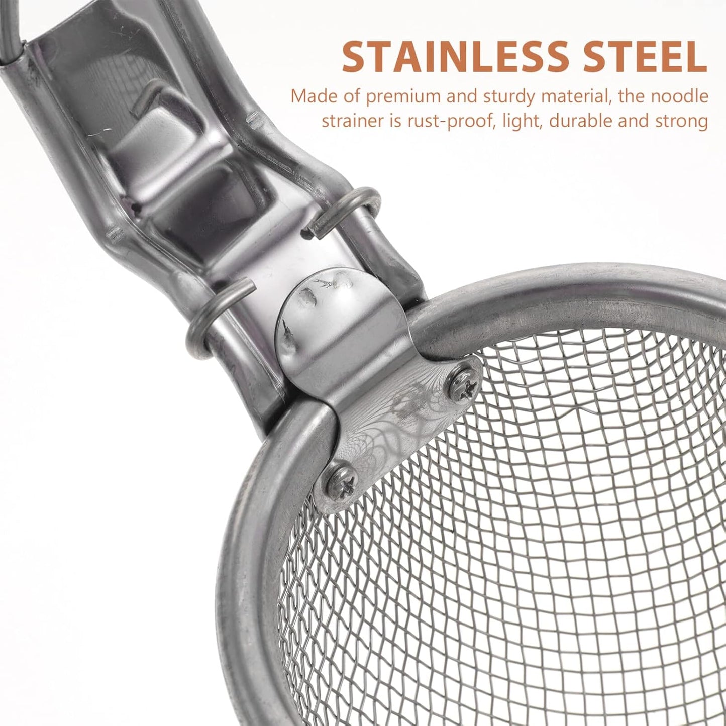 Kichvoe Stainless Steel Noodle Strainer, Fine Wire Mesh Pasta Basket for Cooking, Frying, and Dumplings