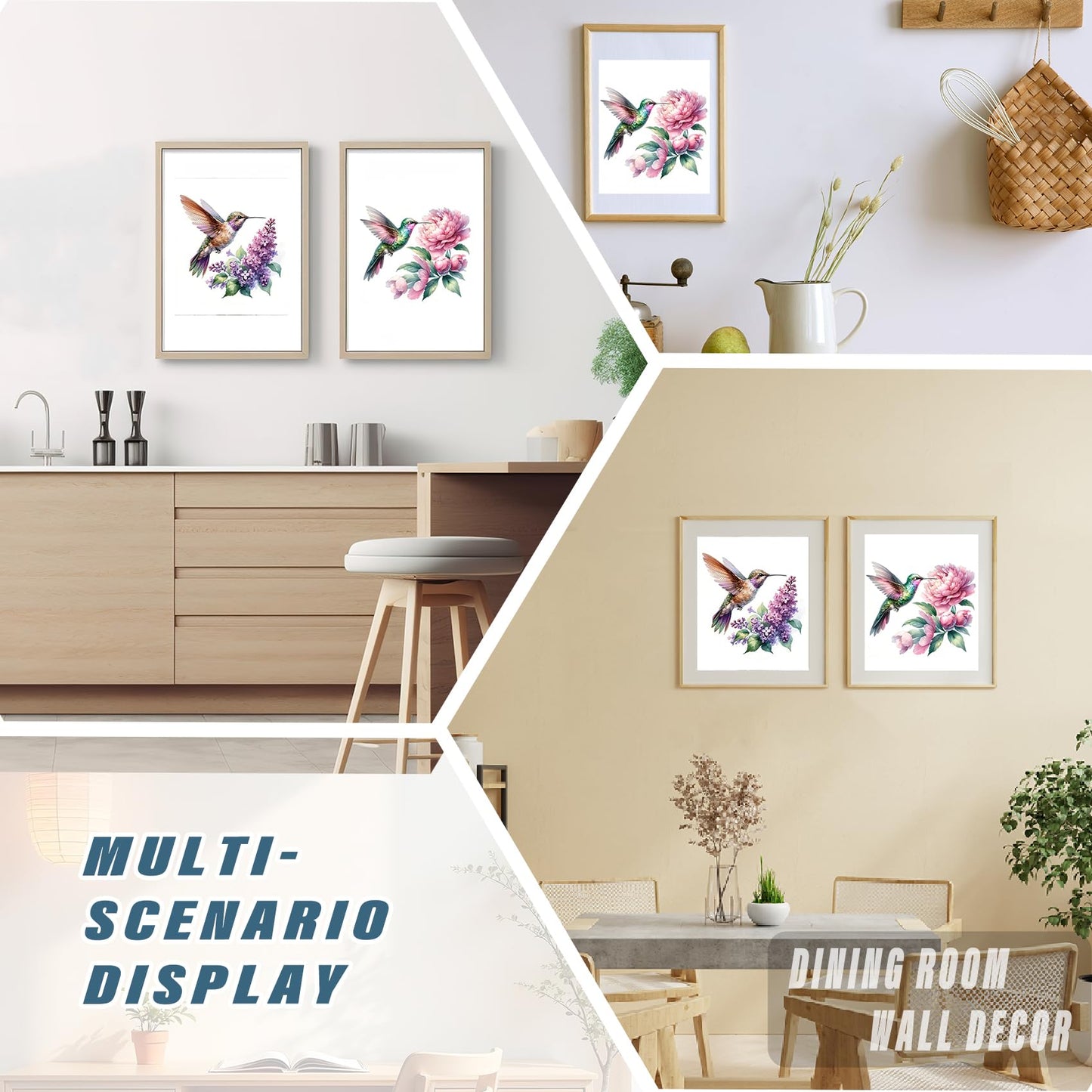 Qykwz 2 Pcs Spring Hummingbird Diamond Painting Kits for Adults, Farmhouse Peony Lilac Flower Hummingbird Diamond Art Kits, DIY Full Drill Gem Art Kit for Home Wall Decor, 9.8x11.8 Inch