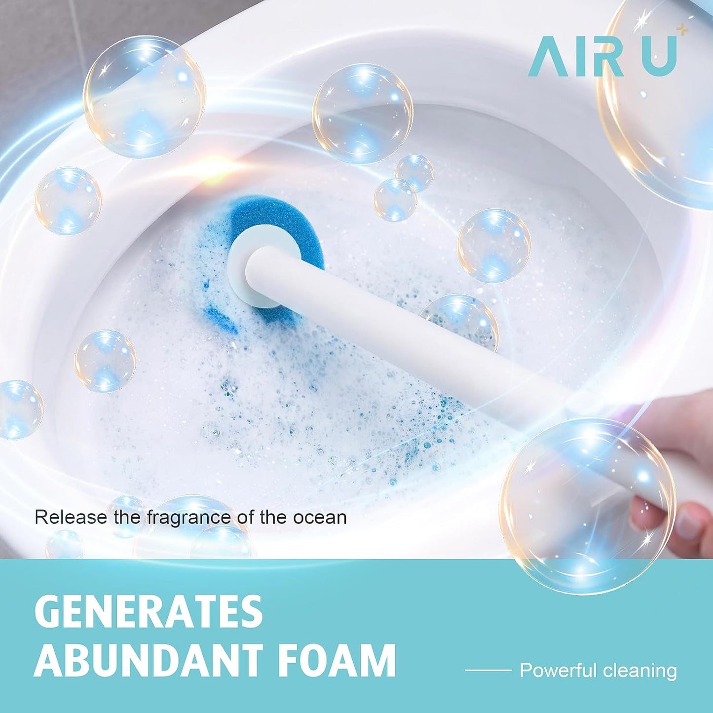 24 Count 1 1 1 (1 24) AIR U+ Disposable Toilet Brush, Toilet Bowl Cleaning System with Wand Refill, Clean Brush Starter