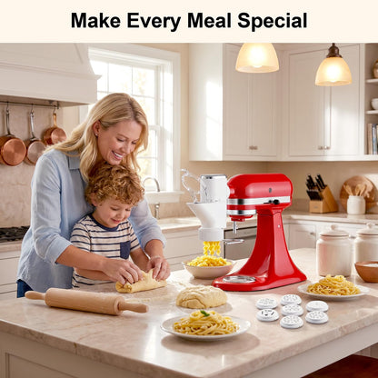 Gourmet Pasta Press Attachment for Kitchenaid Stand Mixer, Pasta Kitchenaid Attachment with 7 Interchangeable Pasta Shapes, Pasta Maker Attachment by FGREEBLE