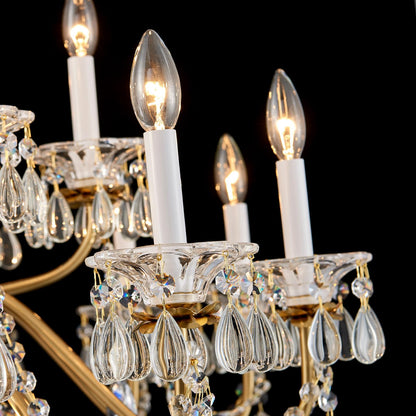 SHEKAITAO Vintage 2 Layers Crystal Chandelier for High Ceilings, 18-Light Brass Chandelier, Pendant Ceiling Light Fixture for Living Room Hallway Lobby Foyer Entrance Hotel Banquet Hall, Dia 37"