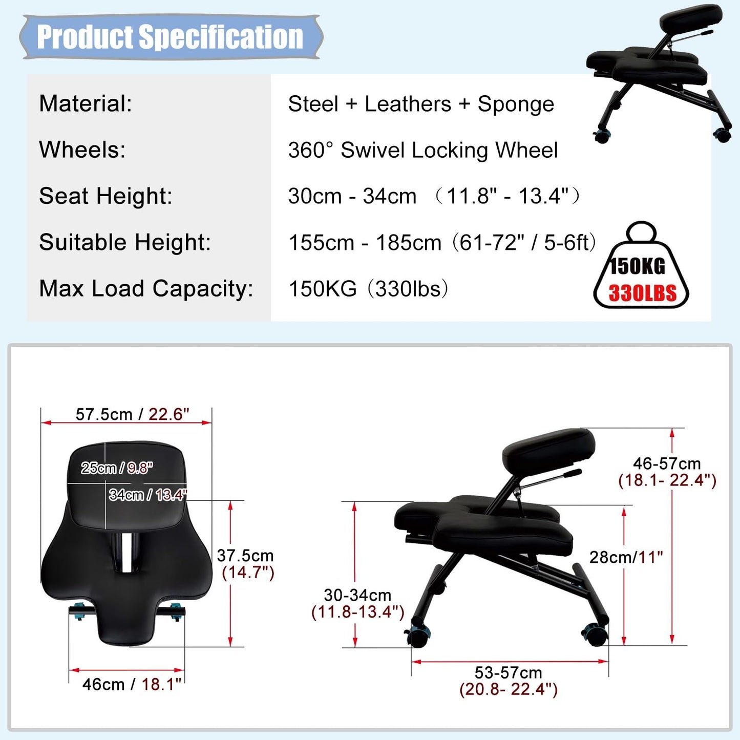 HDYZJQ Office Chair for Cross Legged Sitting with Wheels, Kneeling Chair to Improve Posture and Relieve Pain, Ergonomic Yoga Meditation Chair(White)