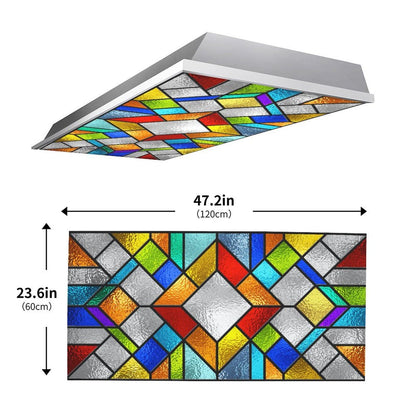 ZAQIO 2 Pack Stained Glass Fluorescent Light Cover for Ceiling Light, Magnetic Ceiling Light Cover Classroom Lights Covers Classroom Supplies for School Classroom Home Office