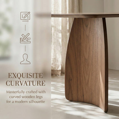 ROCITY 70 Inch Large Dining Table for 6-8 People, Solid Wood Kitchen Table with Curved Wooden Legs, Mid Century Modern Rectangular Long Dinner Table for Dining Room, Walnut