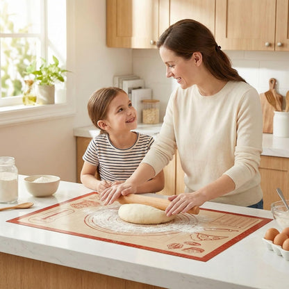 Silicone Baking Pastry Dough Mat - Extra Large 26x16 Inch Nonstick Rolling Sheet for Cookies & Bread