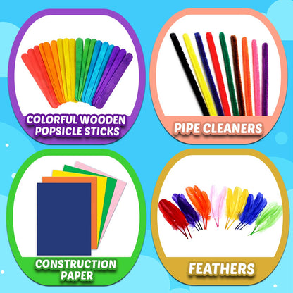 Goody King Arts and Crafts Supplies for Kids - Craft Art Supply Jar Kit for Student Age 4 5 6 7 8 9 10 Year Old Crafting Activity - Collage Arts Set for Toddlers Preschool DIY Classroom Home Project