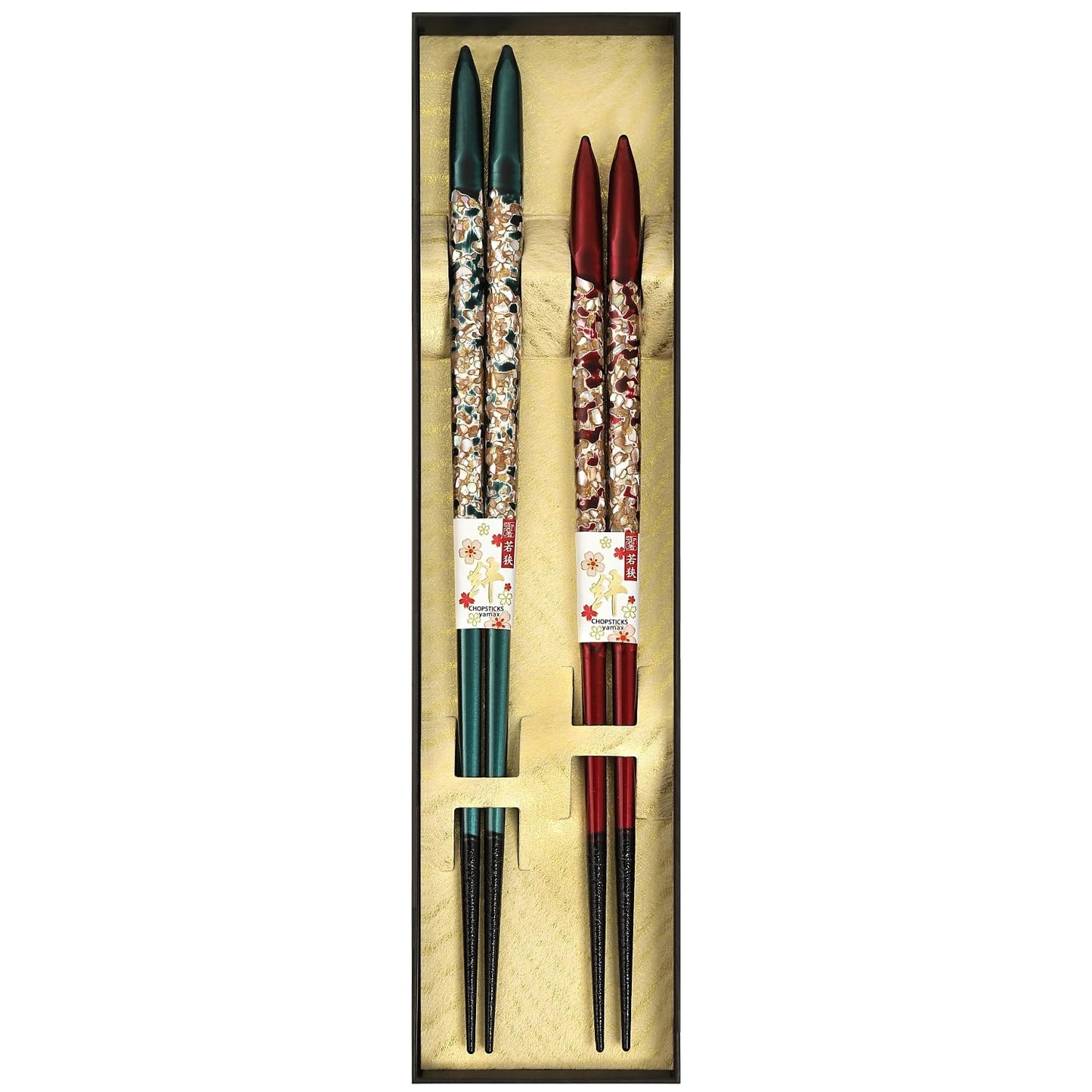 Premium Japanese Chopsticks Reusable 2prs Set [Made in Japan] Featuring Mother of Pearl Inlay and Traditional Lacquered Wooden Chopsticks B (Aurora Pearl 2prs(MK051))
