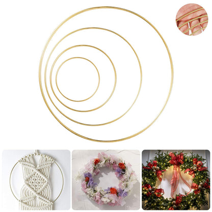 8 Pack Large Metal Floral Hoop Wreath Macrame Gold Hoop Rings(6 Inch8 Inch10 Inch 12 Inch) for Making Wedding Wreath Decor and DIY Dream Catcher Wall Hanging Crafts-Gold