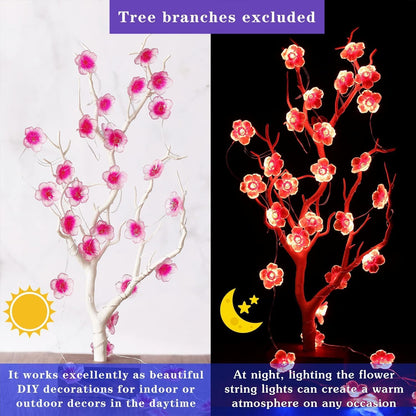 16 13 40 Day(1 Mudder Colors Cherry Blossom Decor Flower String Lights, Fairy Pink Light String with Timer ft LEDs USB