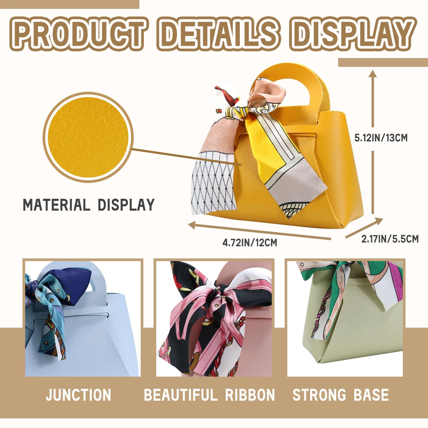 LPEIEB 12 Pack Leather Ribbon Candy Bag Gift Bags PU Wedding Gift Bags with Handle Ribbon Reusable Party Favor Boxes for Weddings Birthdays Christmas Baby Showers Halloween(Purple)