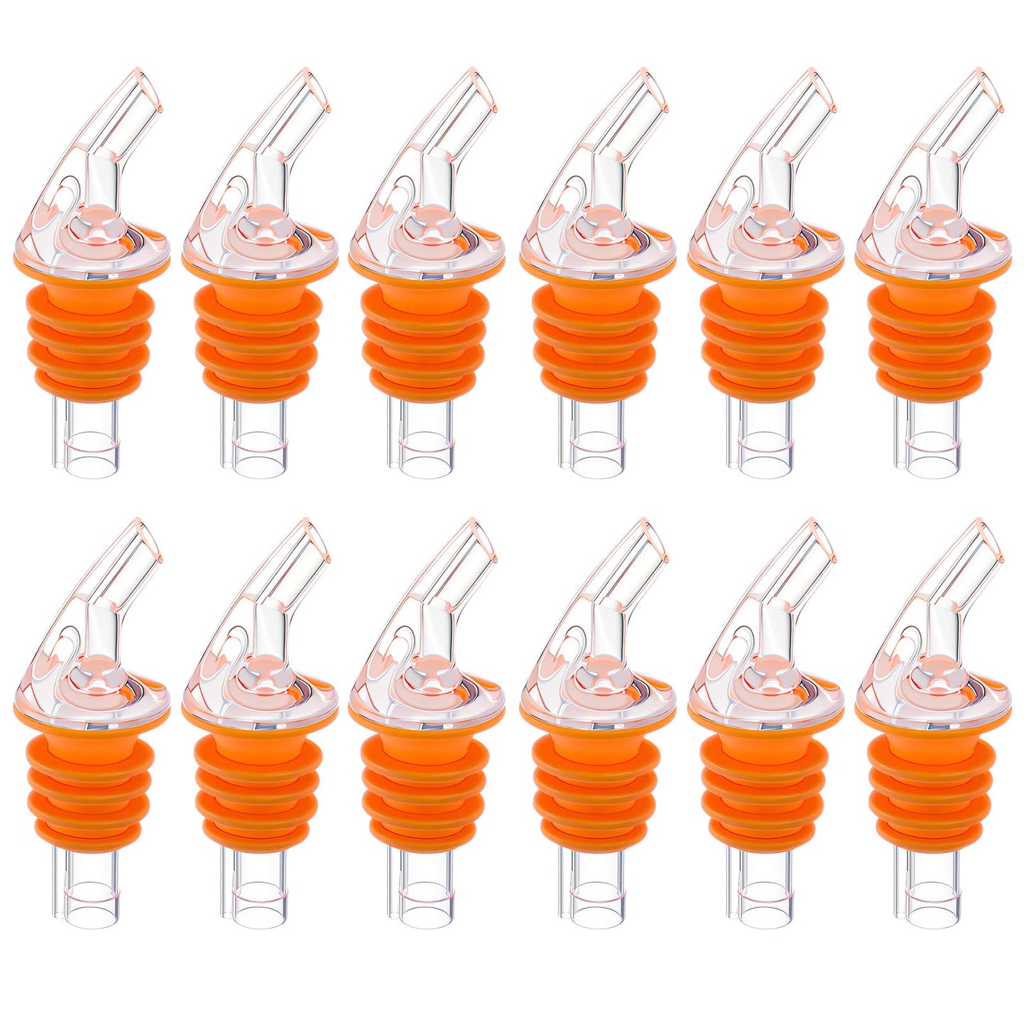 Quzzil 1 Dozen Pour Spout Large Amber Cork Pour Spout Bottle Speed Pourers Fits 750ml, 1l, 1.75l Bottles, for Liquors, Bartending Tool(Orange)