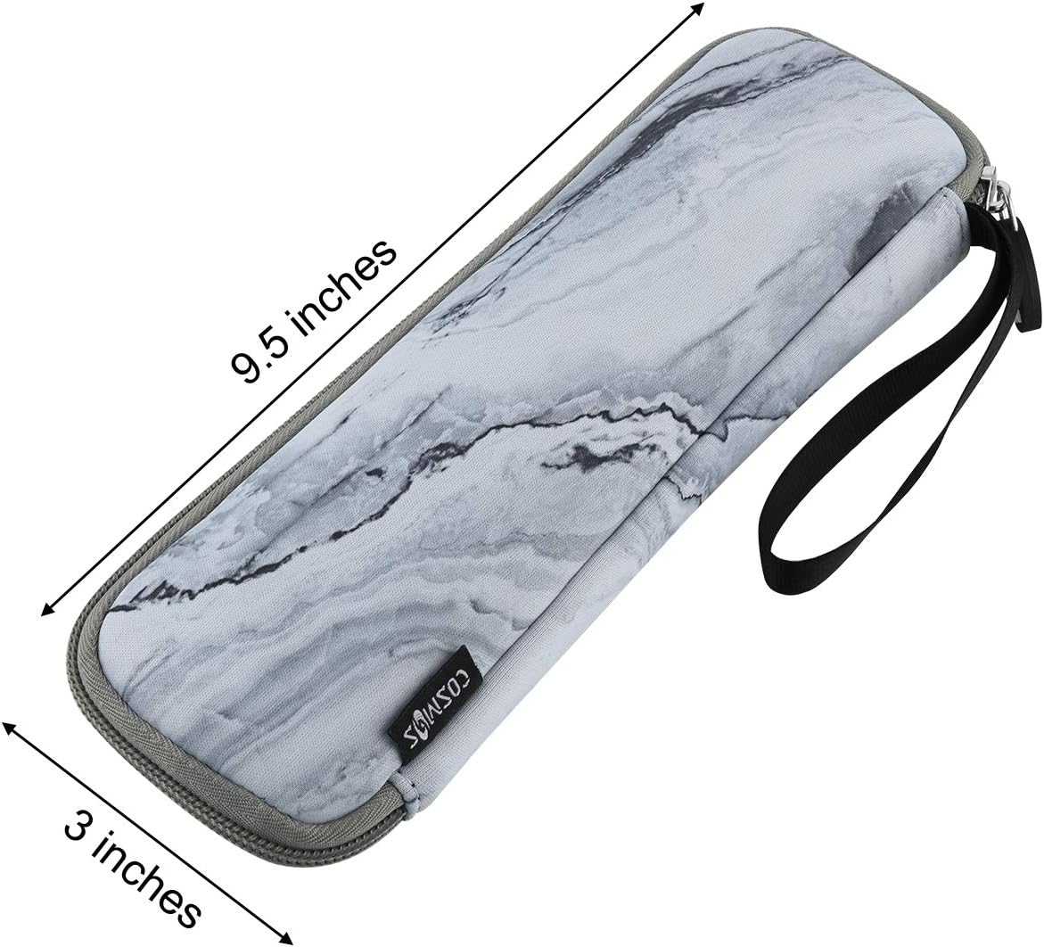 CM Reusable Portable Travel Tableware Carrying Bag, Storage Case for Cutlery, Flatware Organizers, Marble White