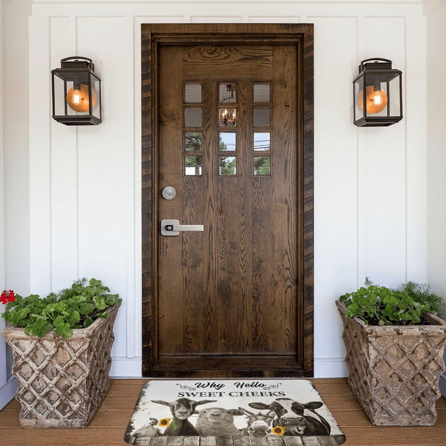 Farmhouse Bath Mat, 16"x24", Non-Slip Cow Door Mat, Quick Dry Washable Funny Animal Shower Floor Rug
