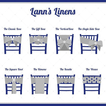 Lann's Linens - Elegant Baby Blue Satin Chair Cover Sashes with Ribbon Tie Back for Weddings & Parties