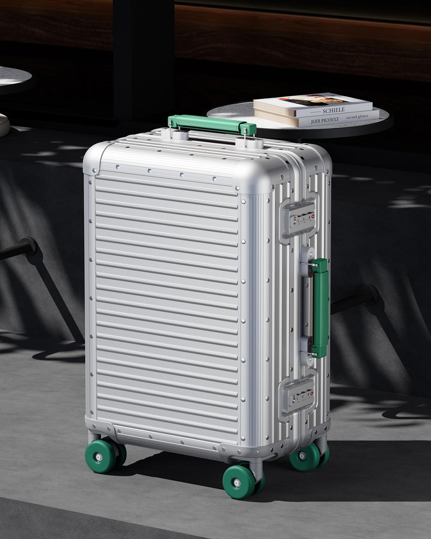 Varyleap All Aluminum Checked in Luggage, Zipperless Aluminum Suitcase, Hard Shell Carry On Luggage with TSA Lock, Spare Wheels for Travel. (Silver, 24in)