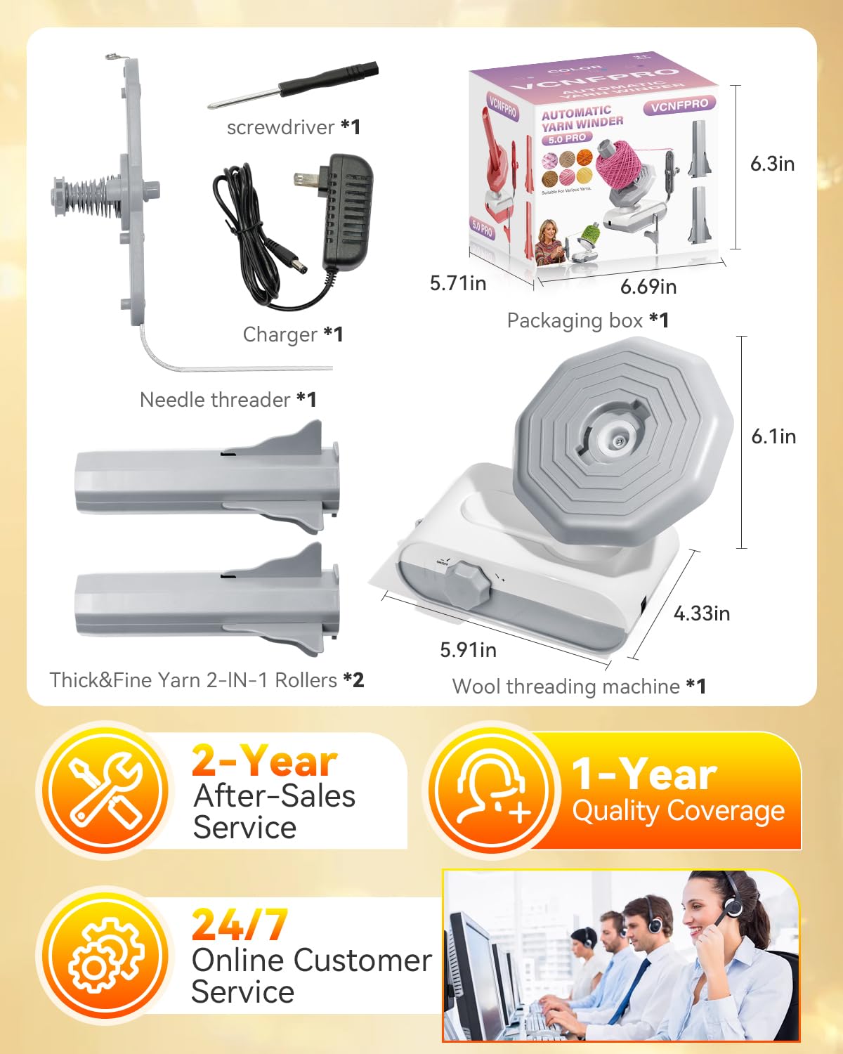 5.0 Upgraded Electric Yarn Winder【Top1 RPM German Motor】【SGS-Grade Precision Gears】 Wool Yarn Ball Winder Compact Automatic for Crocheting Super Strong Tension, Ideal for Home and Studio (Gray White)