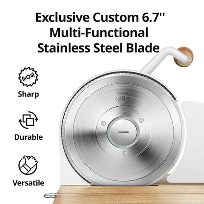 Foldable Manual Bread Slicer with German RSG Blade, Homemade & Sourdough Bread, Adjustable Thickness & Scale, Hand Crank Cutter, Durable Aluminum Alloy Body & Acacia Wood Base
