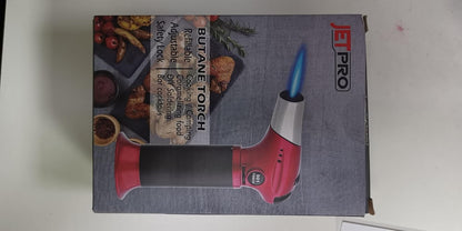 Butane Torch Kitchen Lighter, Refillable Cooking Torch with Adjustable Flame for BBQ and Desserts (red)