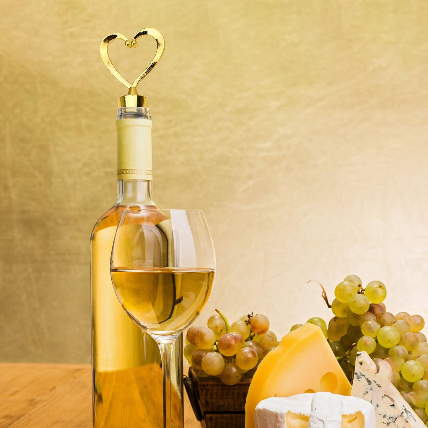 Marsrut (20PCS) Heart-Shaped Bottle Stoppers, 4.1"" Long, For Wine & Beverage in Stainless Steel, Love Elegant Design for Guests (Gold Color), Normal, heart-bottle-stoppers-140324