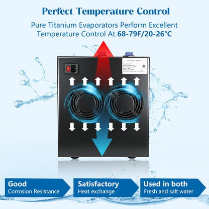 Togsher 1/3 HP Aquarium Chiller for 79 Gallon Tank, Ultra-Quiet Water Cooling System with Energy-Saving Mode, Reliable Temperature Control for Saltwater Freshwater Fish Tank, Reef Coral Axolotl