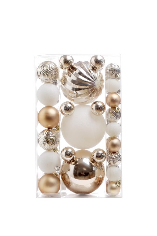 Christmas Ball Ornaments for Xmas Decorations,50 pcs Christmas Extra Large Tree Shatterproof Ornaments-Champagne (Combo of 5 Style in 3 Sizes)