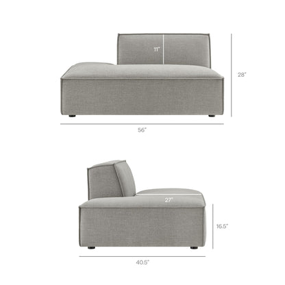 Modway Restore Performance Fabric Upholstered 4-Piece Modular L-Shaped Sofa in Pewter – Sectional Couch with Right-Facing Armchair, Armless Chair, Corner Chair, and Left-Facing Chaise