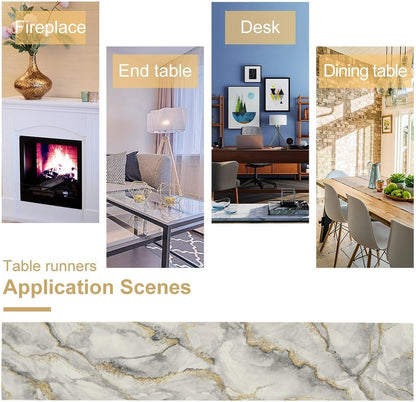 ShiTingYu 13x36 Inch Marble Table Runner Gold Grey Table Dresser Runners Modern Table Coffee Table Runner for Home