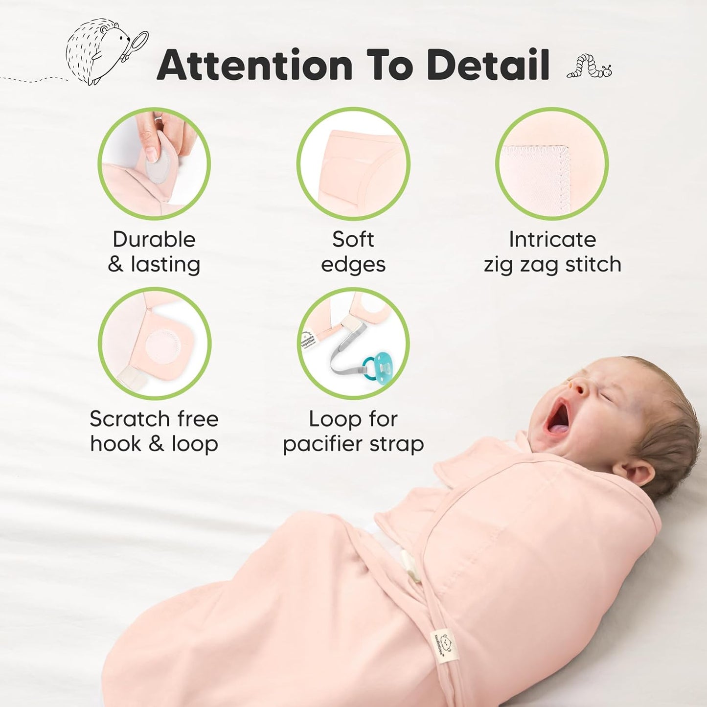 Skiennix Organic Baby Swaddle Sleep Sacks - Soft & Snug for Newborns 3-6 Months | 3-Pack (Angelic, L)