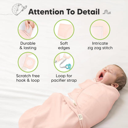 Skiennix Organic Baby Swaddle Sleep Sacks - Soft & Snug for Newborns 3-6 Months | 3-Pack (Angelic, L)