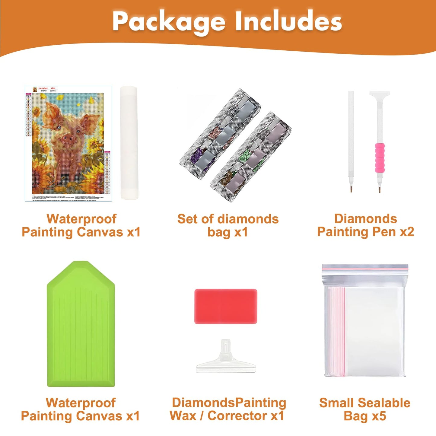 MAXBYE Pig Diamonds Painting Kits for Adults, Cute Pig DIY Diamond Art Kits for Beginner, 5D Round Full Drill Diamond Gem Art for Home Wall Decor 12x16inch