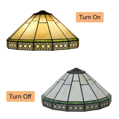 Errzom Tiffany Lamp Shade 16 Inches Wide Accessories Replacement Only Yellow Stained Glass Mission Style Lampshade for Table Lamp Pendant Light Floor Lamp
