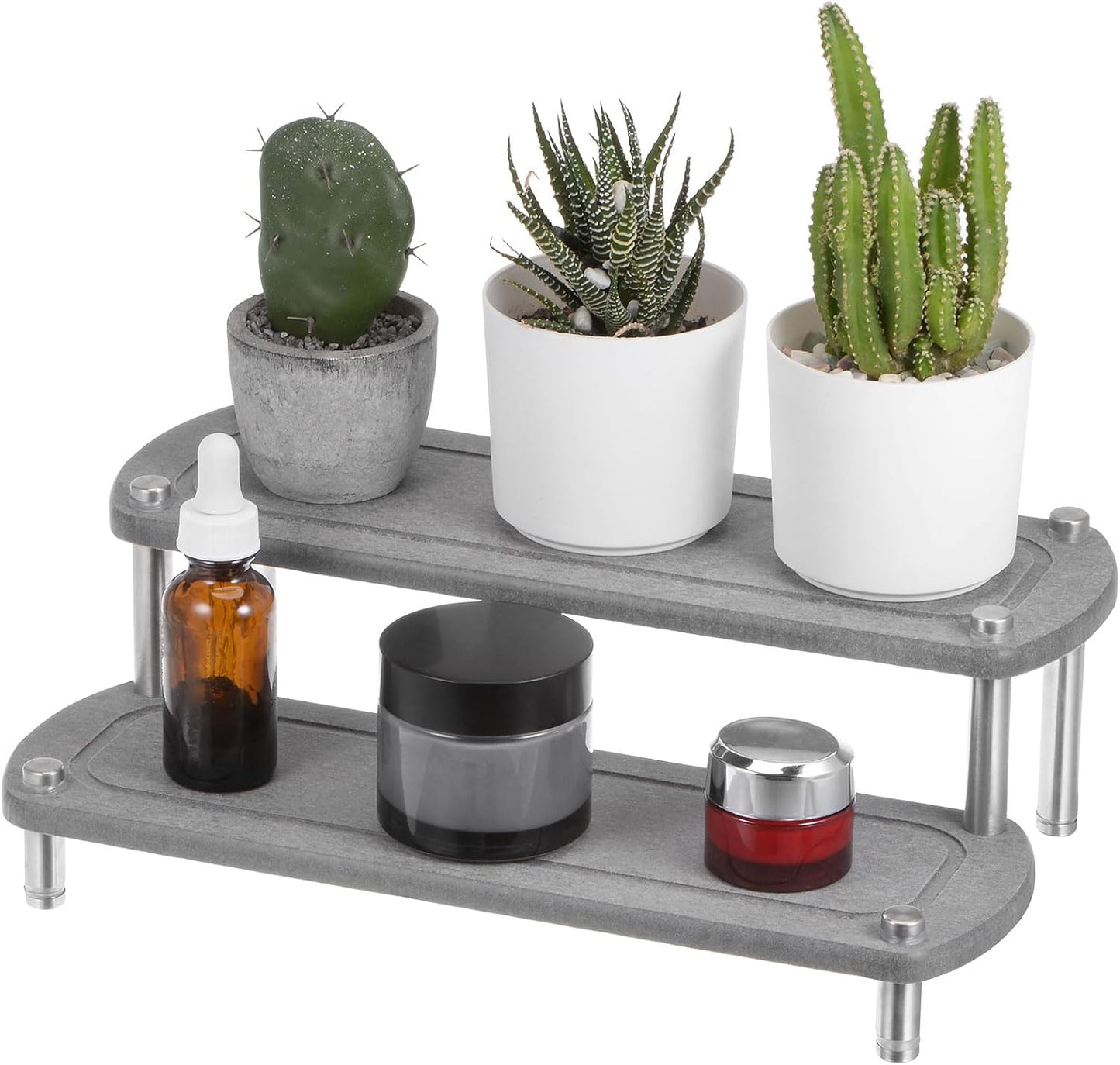 uxcell Fast Drying Stone Sink Tray, 2-Tier Instant Dry Sink Organizer for Countertop, Dark Grey Water Absorbing