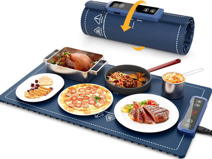 UJR 5 Portable Food Warmer Warming Mat: Electric Rollable Warming Tray for food with Real-Time Temp Display, Temp