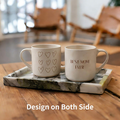 S.Leaf Best Mom Ever Gifts Mom Coffee Mug Mama Ceramic Coffee Mug Heart Mug Dishwasher & Microwave Safe Stoneware Mug Birthday Gifts for Mom