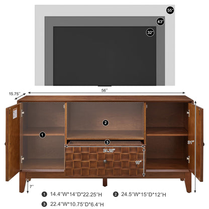 ZIXUANXIMU 56" Multi-Use TV Stand Cabinet, Mid Century Sideboard Buffet Cabinet with Storage, Entertainment Center, Kitchen Storage Cabinet, Dining Buffet & Entryway Console Table