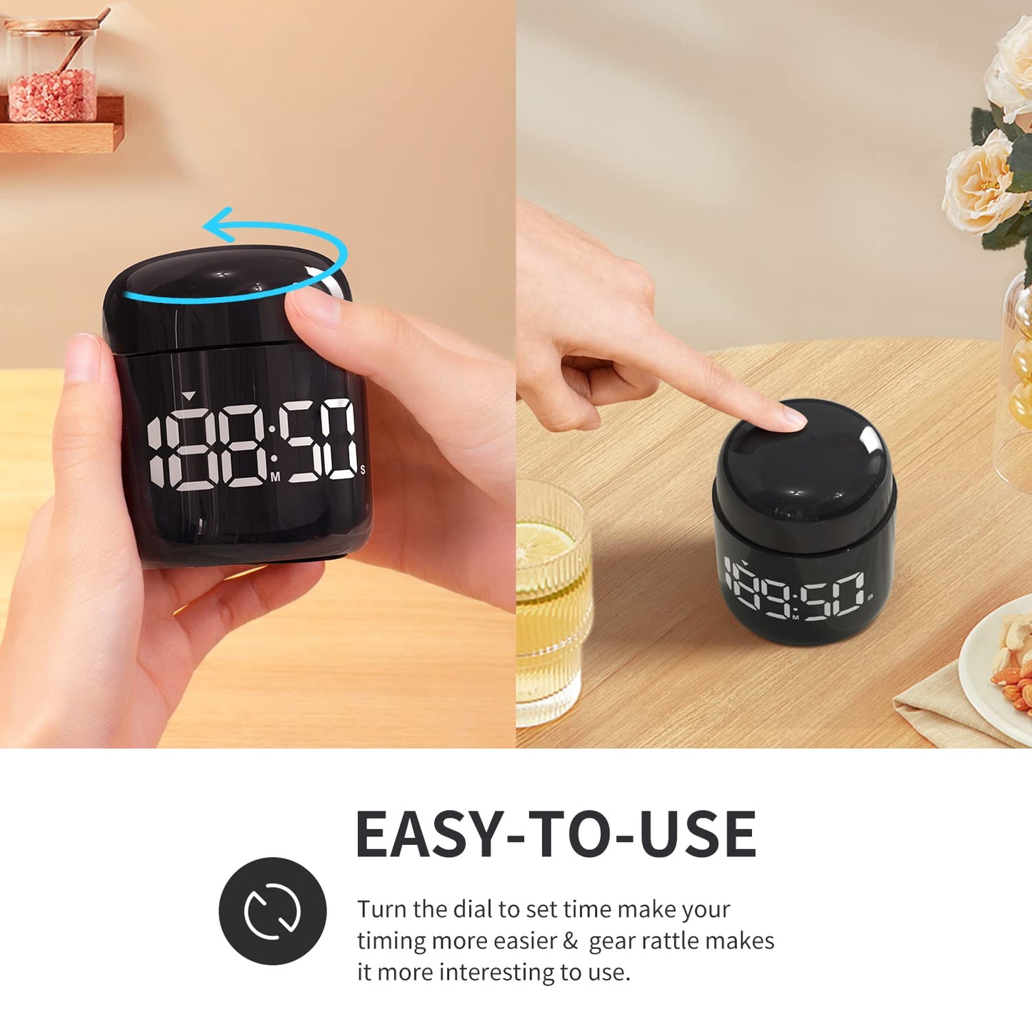 MeesMeek Digital Kitchen Timer,Countdown Countup Timer with Large LED Display Volume Adjustment,Timer for Cooking, Classroom Time for Kids and Teachers. (Black)