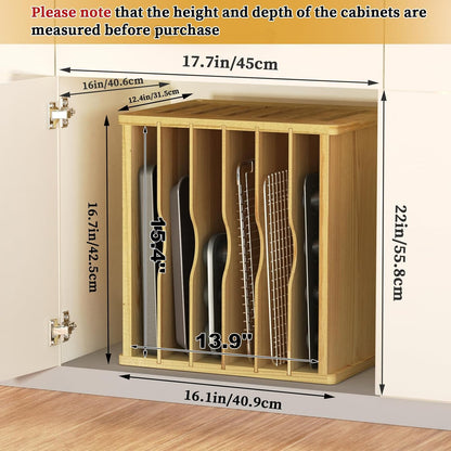 sandpaint 7 Tier Wooden Tray Dividers for Cabinets, Kitchen Cookie Sheet Organizer for Cabinet, Vertical pans, Baking trays, Cutting Board