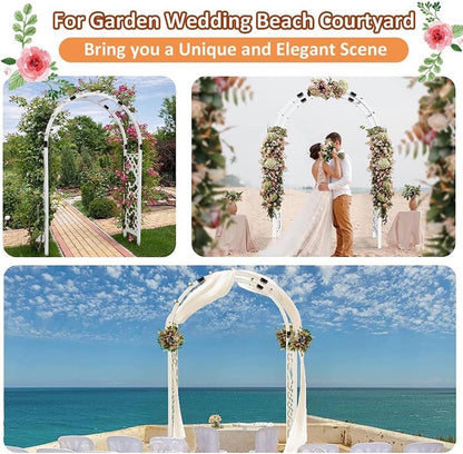 Wooden Garden Arbor Trellis Archway for Climbing Plants 140cm White Heavy Duty Wedding Arch Weatherproof and Easy to Assemble (White 160cm/63inch)