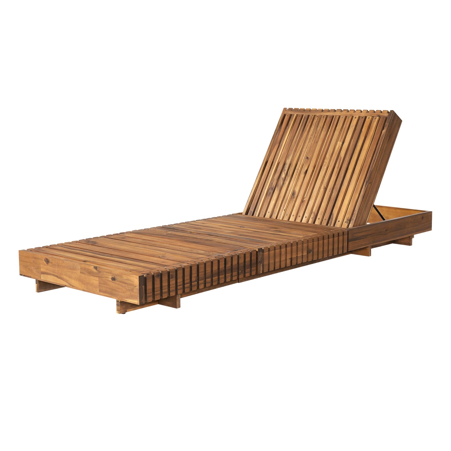 Christopher Knight Home Habers Acacia Acacia Wood Chaise Lounge with Triple Folds Cushion, Outdoor Sun Lounger with Adjustable Backrest, 77'' Patio Recliner Chair for Poolside Backyard, Teak+Dark Gray